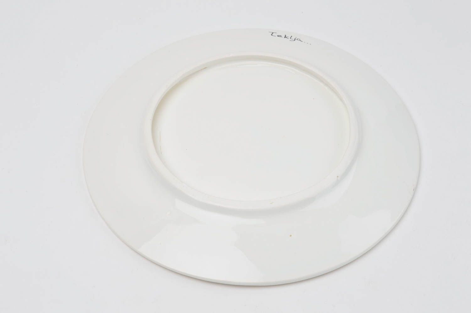 Белая тарелка ручной работы керамическая тарелка глиняная посуда с глазурью фото 4