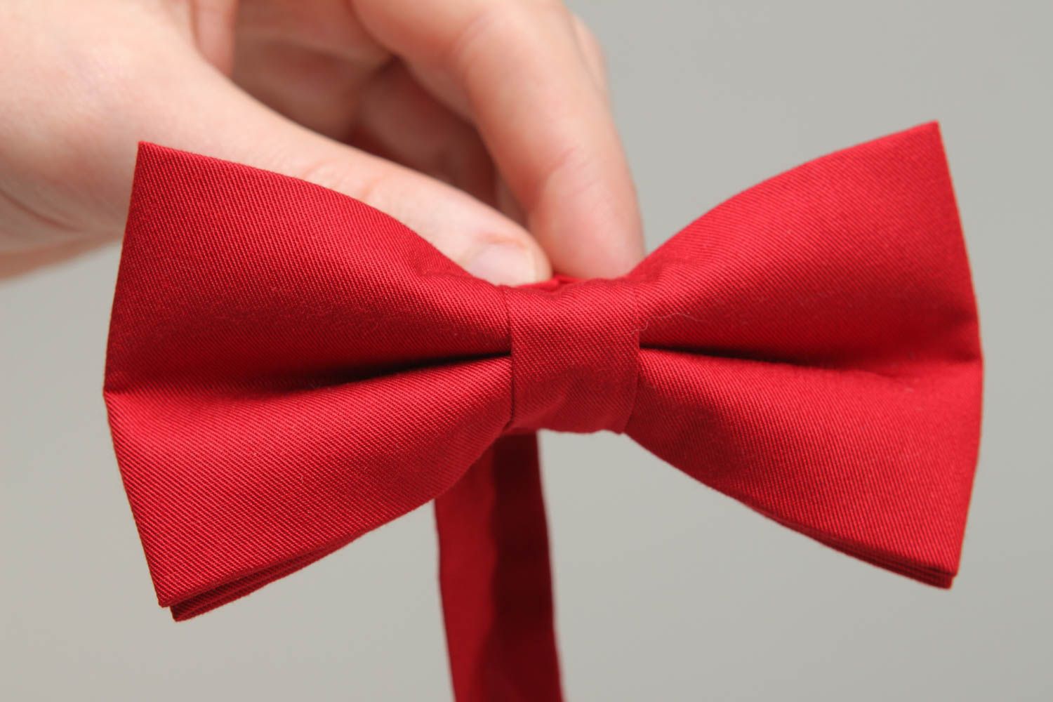 Cotton bow tie of red color photo 4