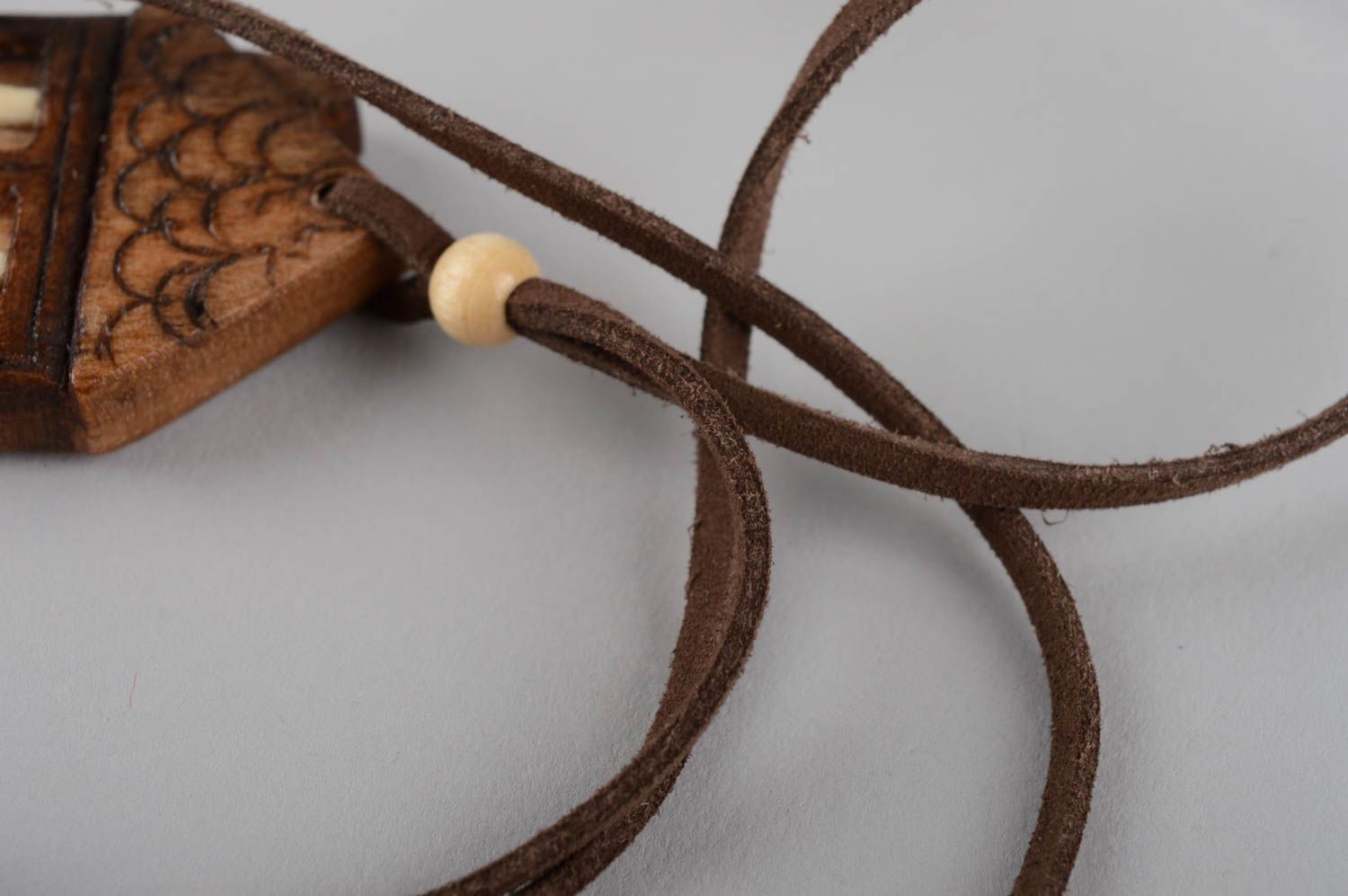 Unusual handmade wooden pendant wood craft neck accessories for girls photo 10