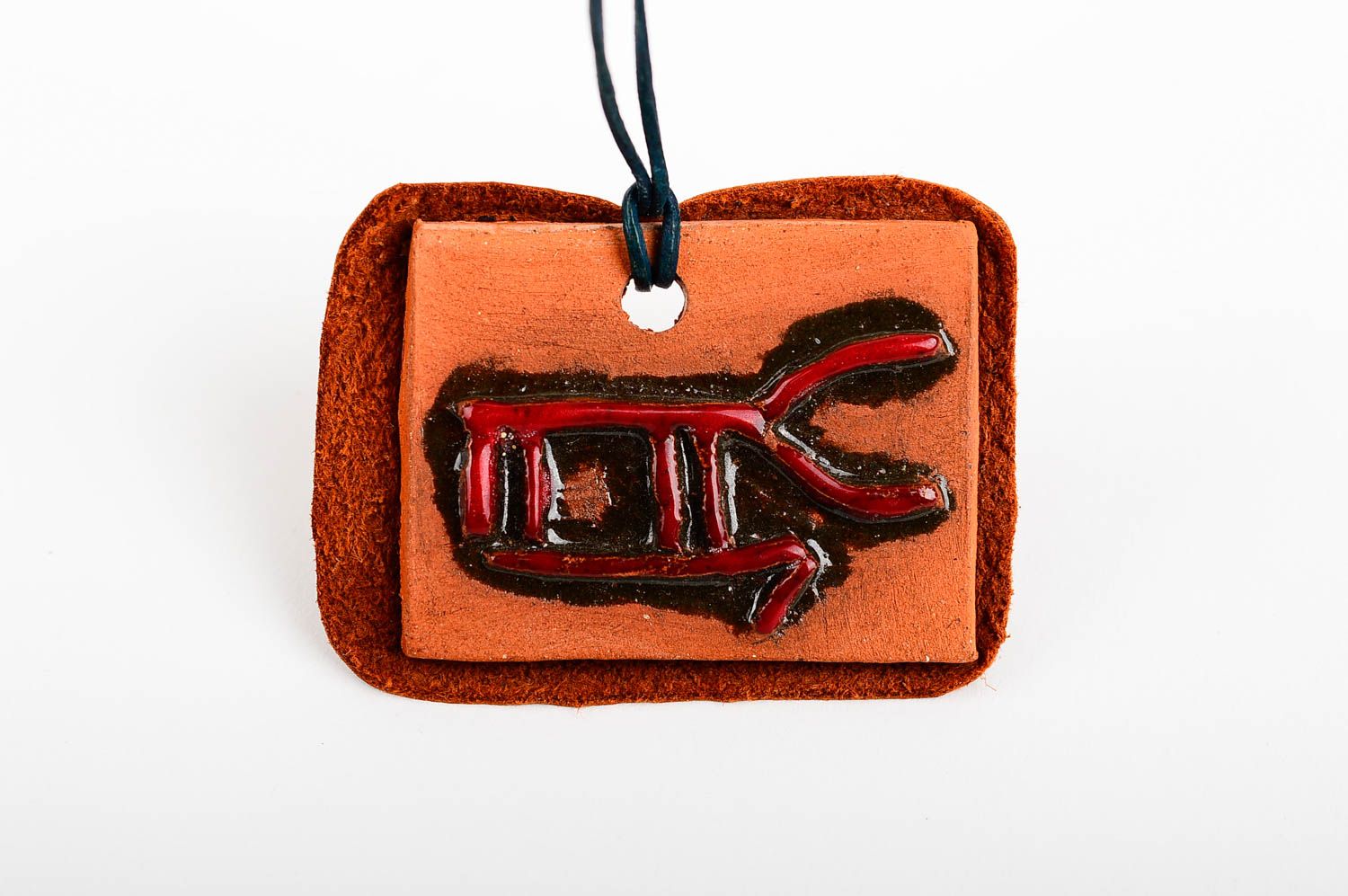 Handmade pendant clay pendant leather souvenir designer bijouterie best gift photo 4