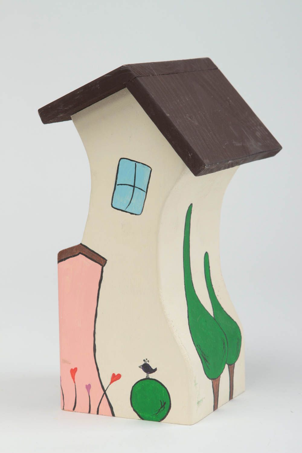 Figura artesanal con forma de casa inusual regalo original decoración de hogar foto 3
