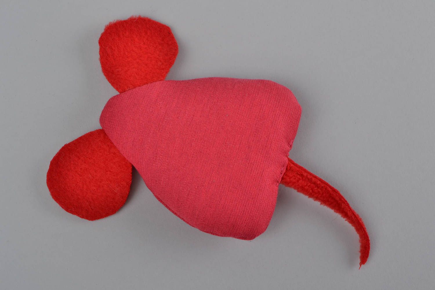Peluche faite main petite souris rouge en fleece et jersey cadeau pour bébé photo 5