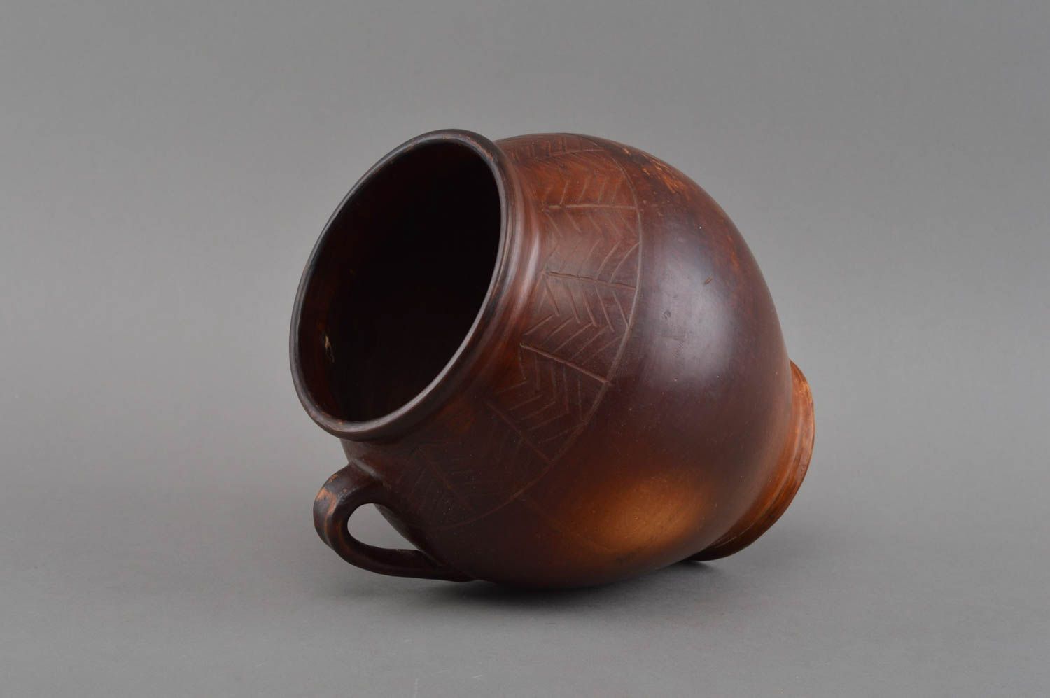 Grand pot à cuire céramique fait main écologique marron original joli 3 L photo 3