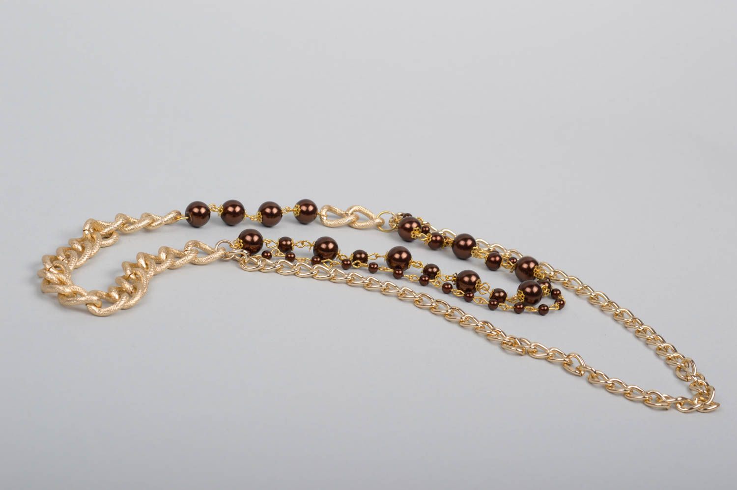 Collier multirang Bijou fait main chaînes perles plastiques marron Cadeau femme photo 2
