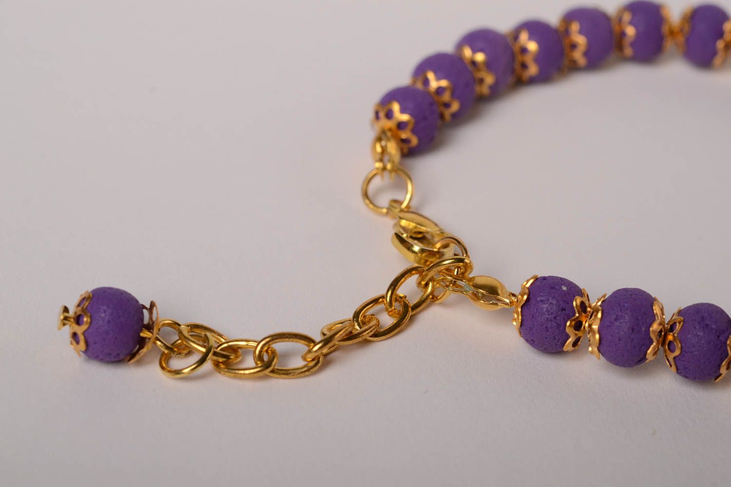 Bracelet original Bijou fait main violet en pâte polymère Accessoire femme photo 6
