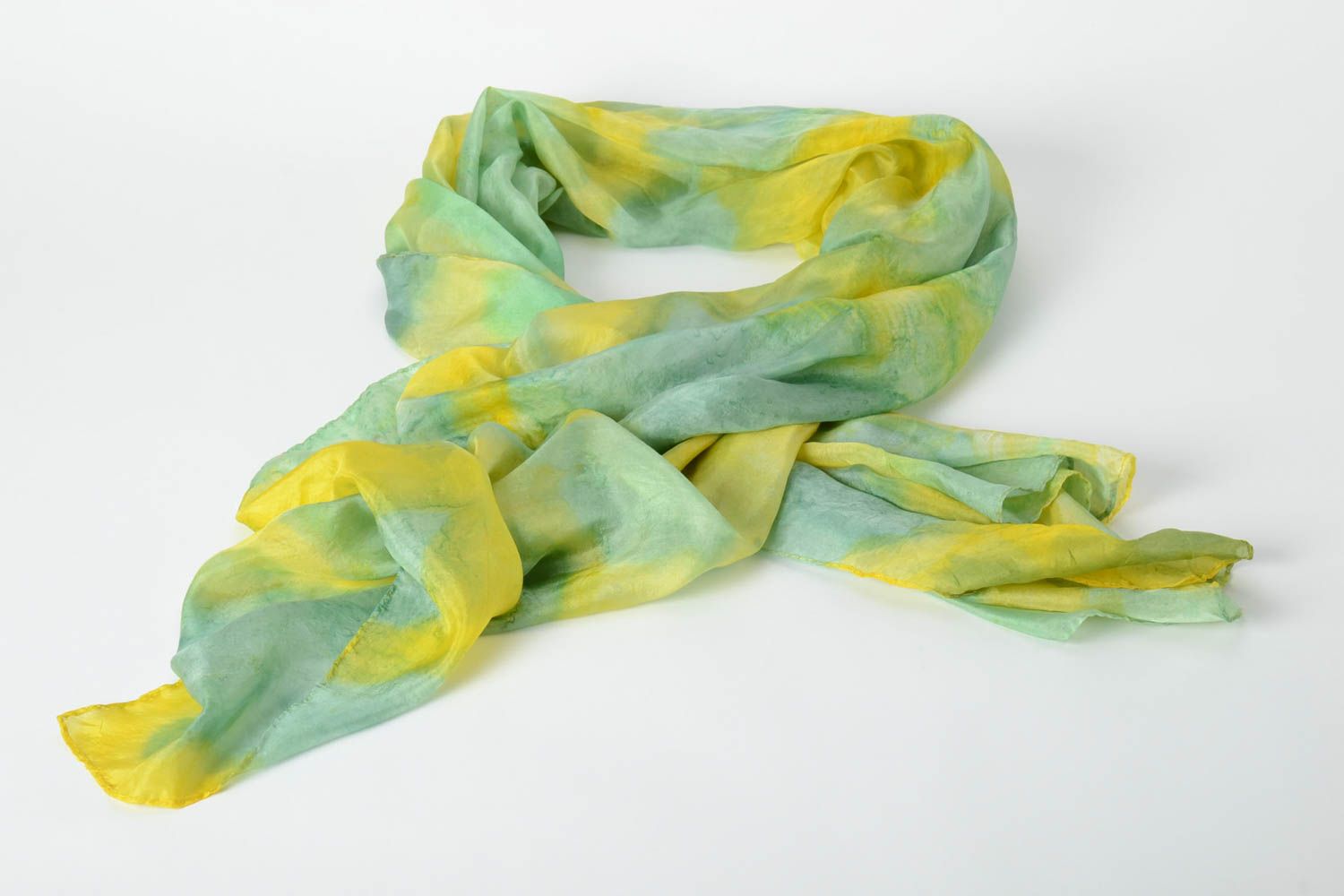Handmade Damen Stola gelb grüner Designer Schal Accessoire für Frauen foto 5