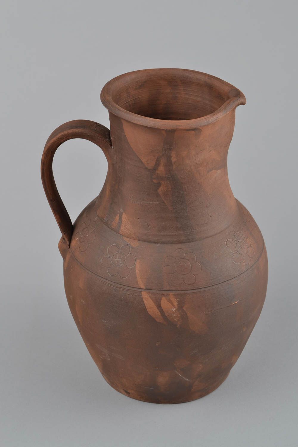 100 oz ceramic clay jug pitcher carafe in brown color 2,9 lb photo 5