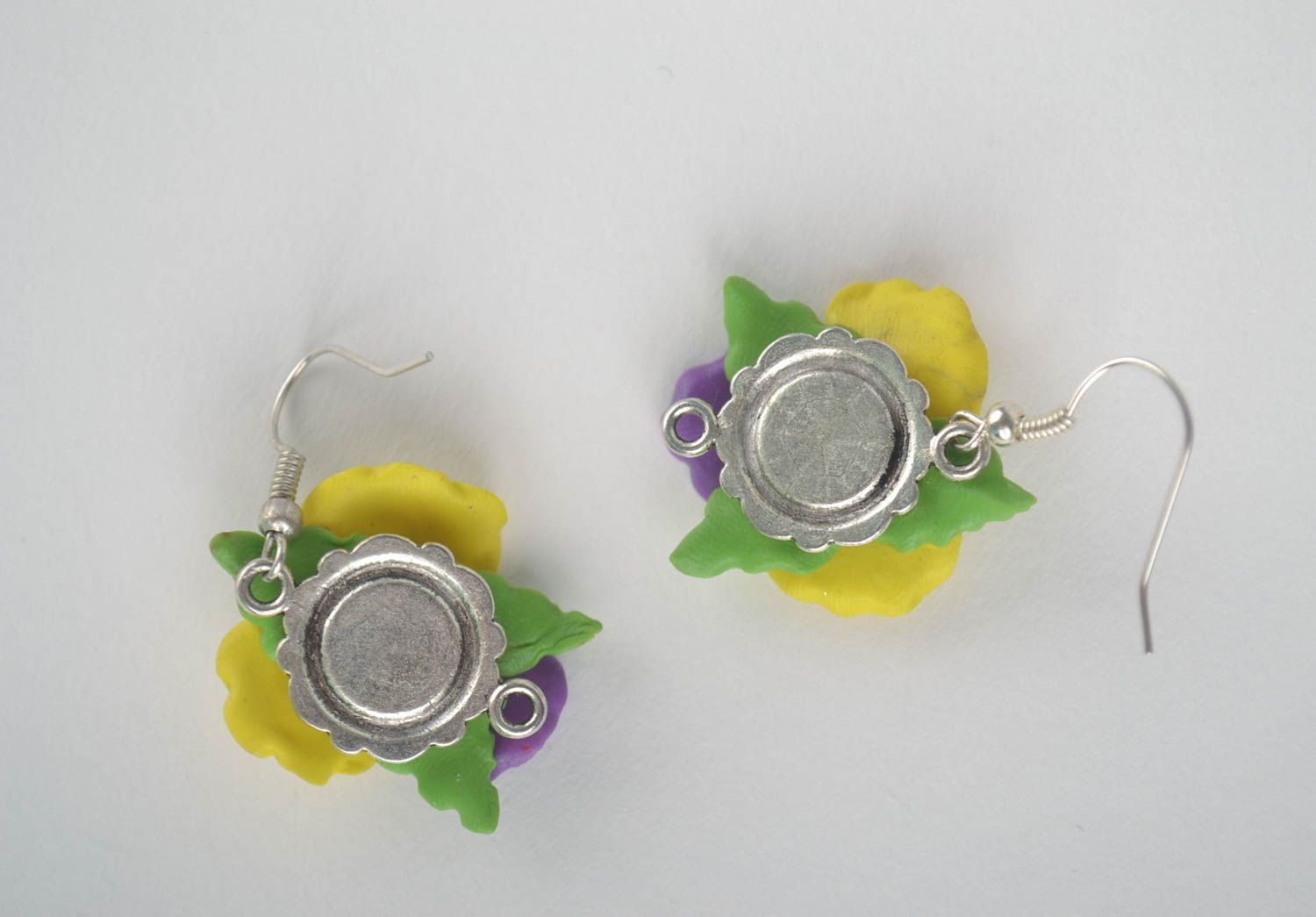 Handmade violette Blumen Ohrringe Designer Schmuck Accessoires für Frauen foto 4