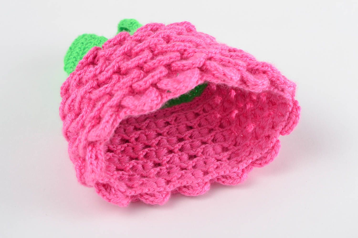 Bonnet tricot fait main Chapeau au crochet Vêtement pour enfant vert rose photo 4