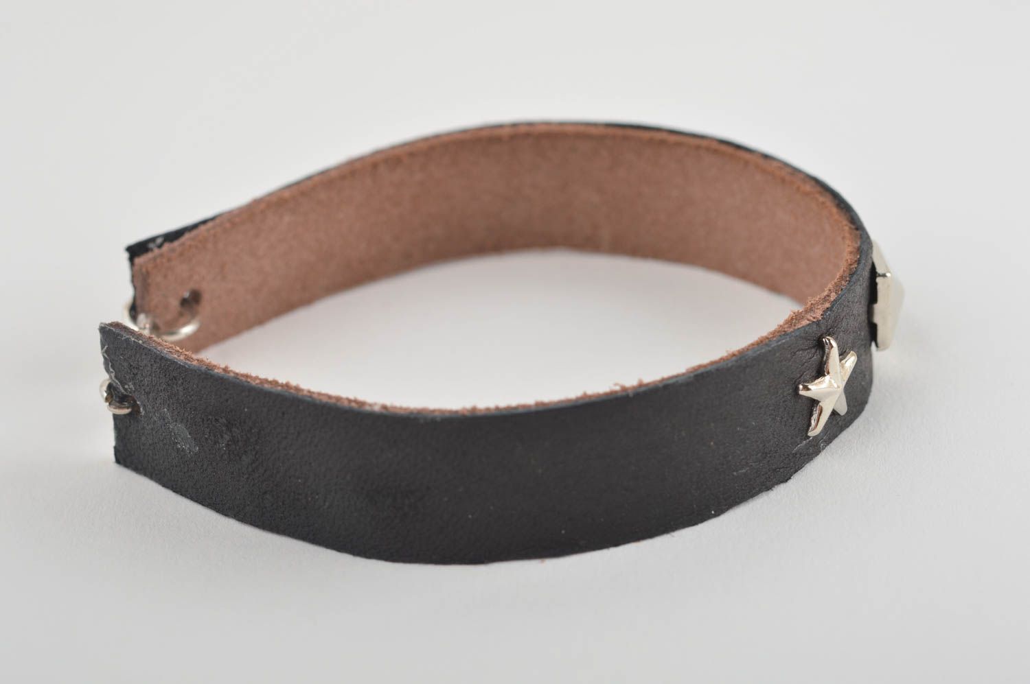 Handmade Designer Schmuck Leder Armband Accessoires für Frauen mit Nieten Sterne foto 2