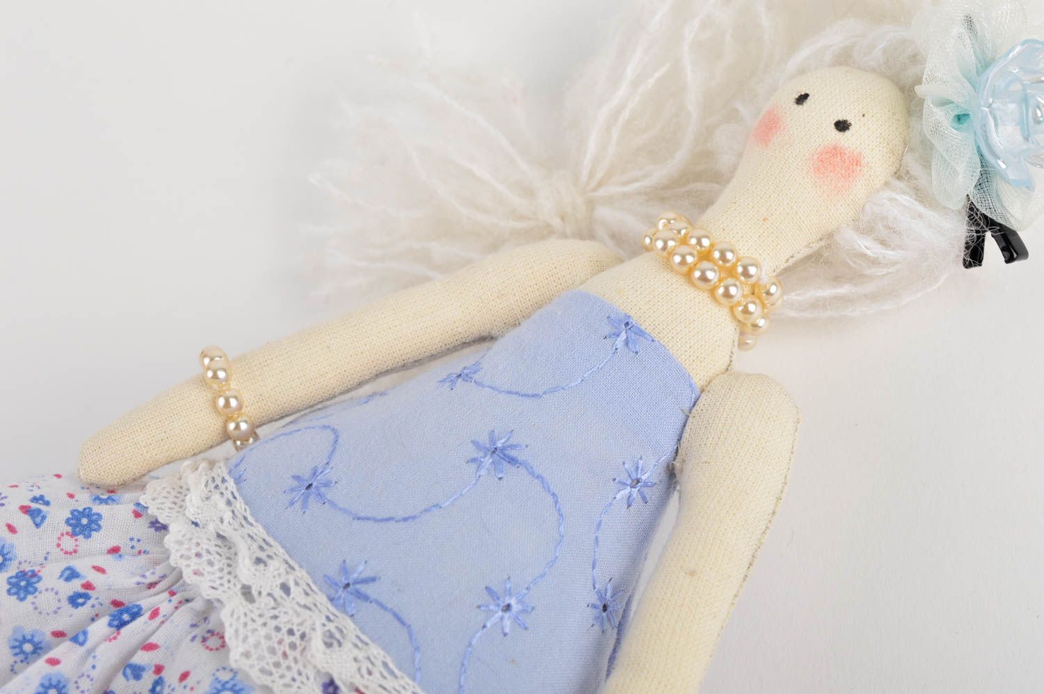 Handmade beautiful bright doll unusual stylish toy soft present for kids photo 4