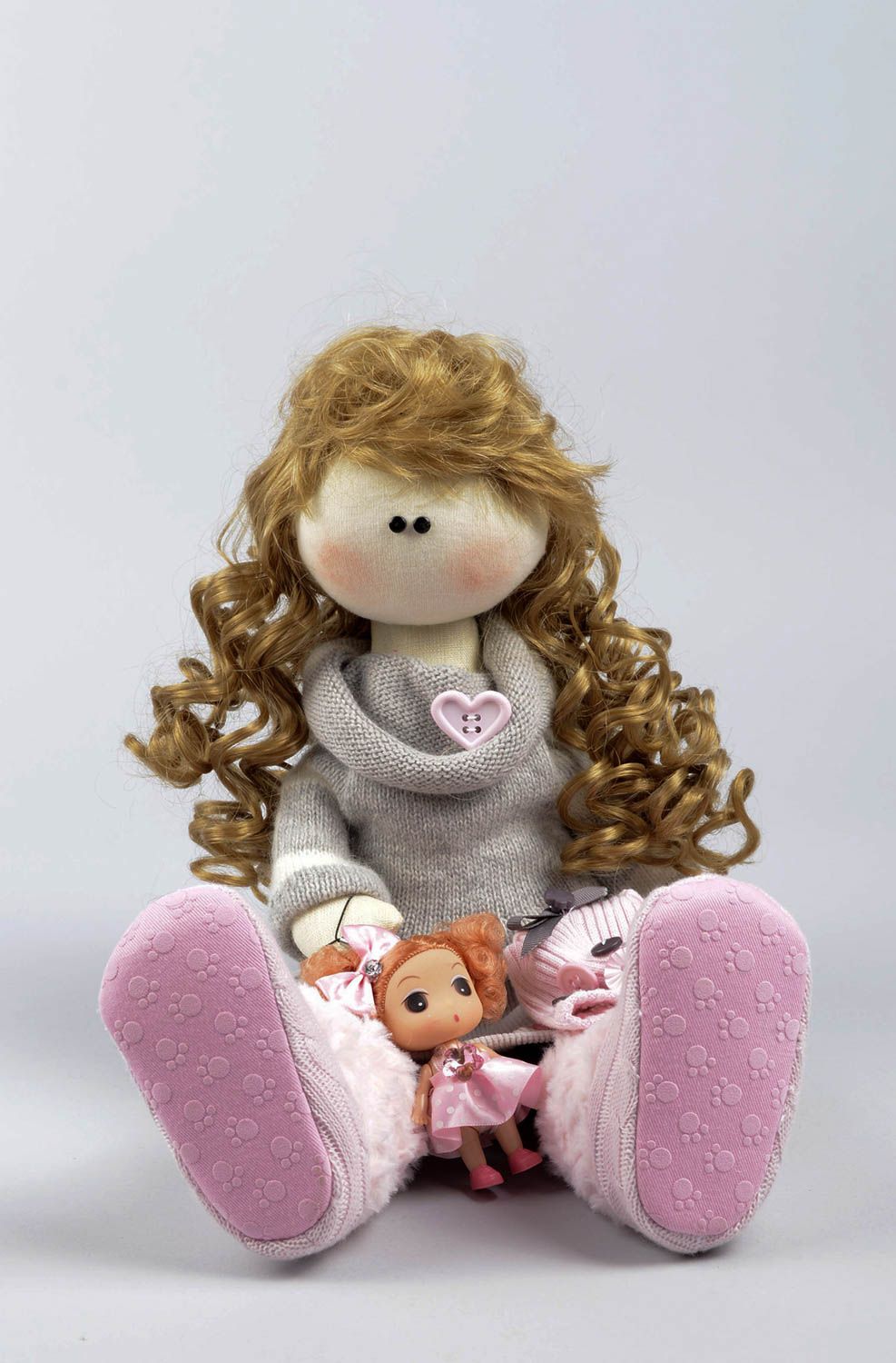 Puppe handgemacht Stoff Spielzeug Designer Geschenk Stoff Puppe schön modisch foto 4