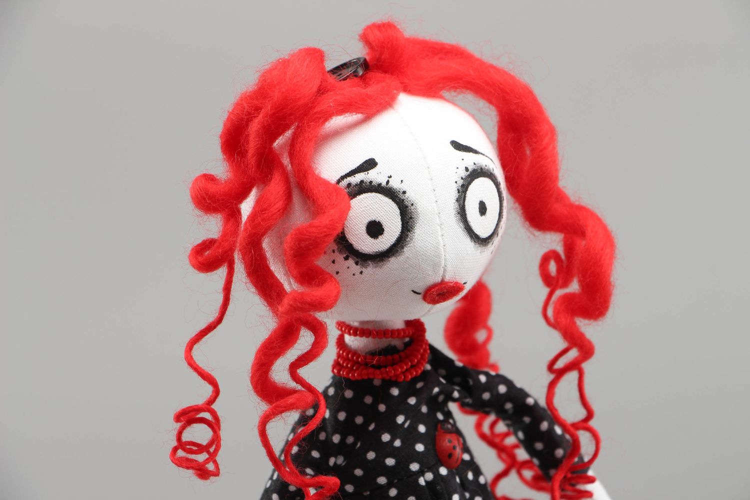 Handmade fabric doll Button photo 2