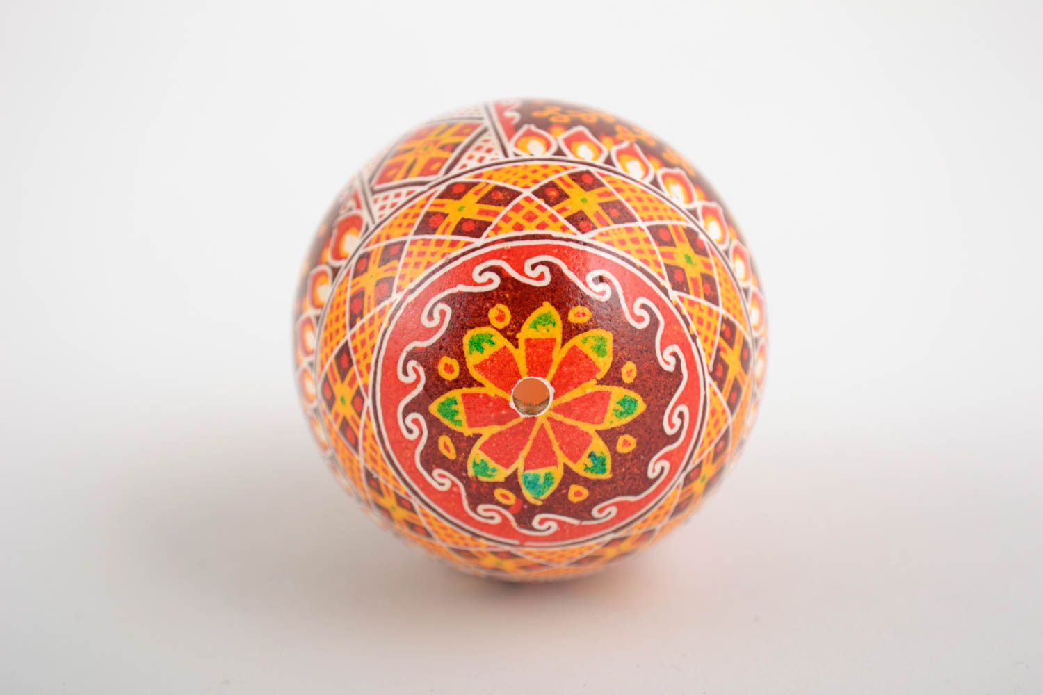Beautiful red handmade painted Easter egg with ornaments photo 5