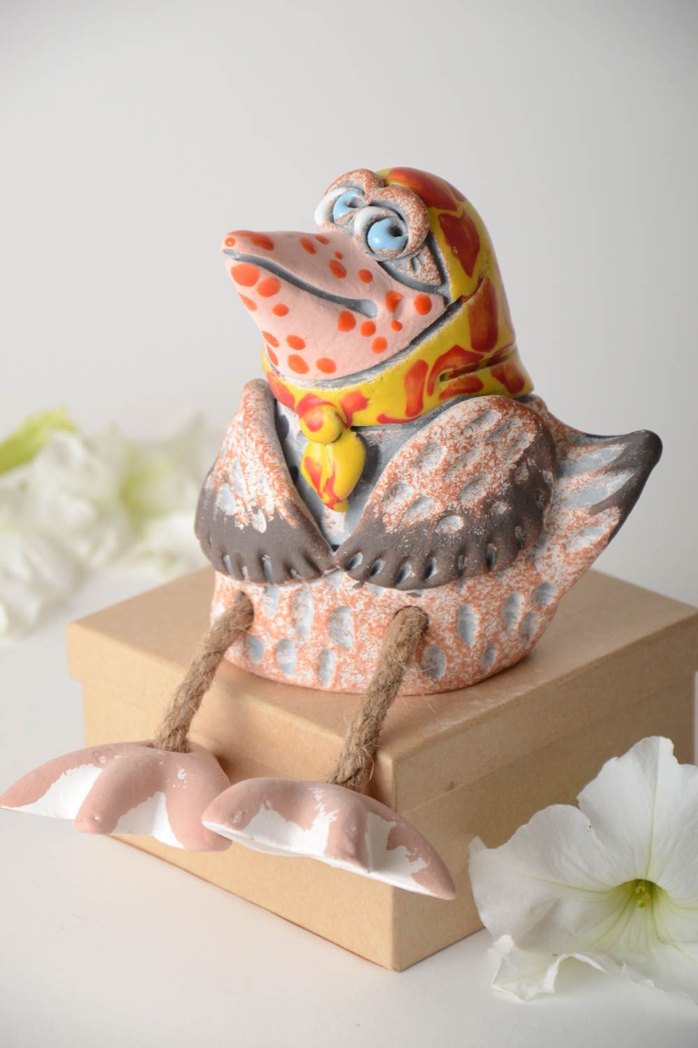 Keramik Handarbeit lustige Sparbüchse Geschenkidee für Kinder Ton Deko Krähe foto 1