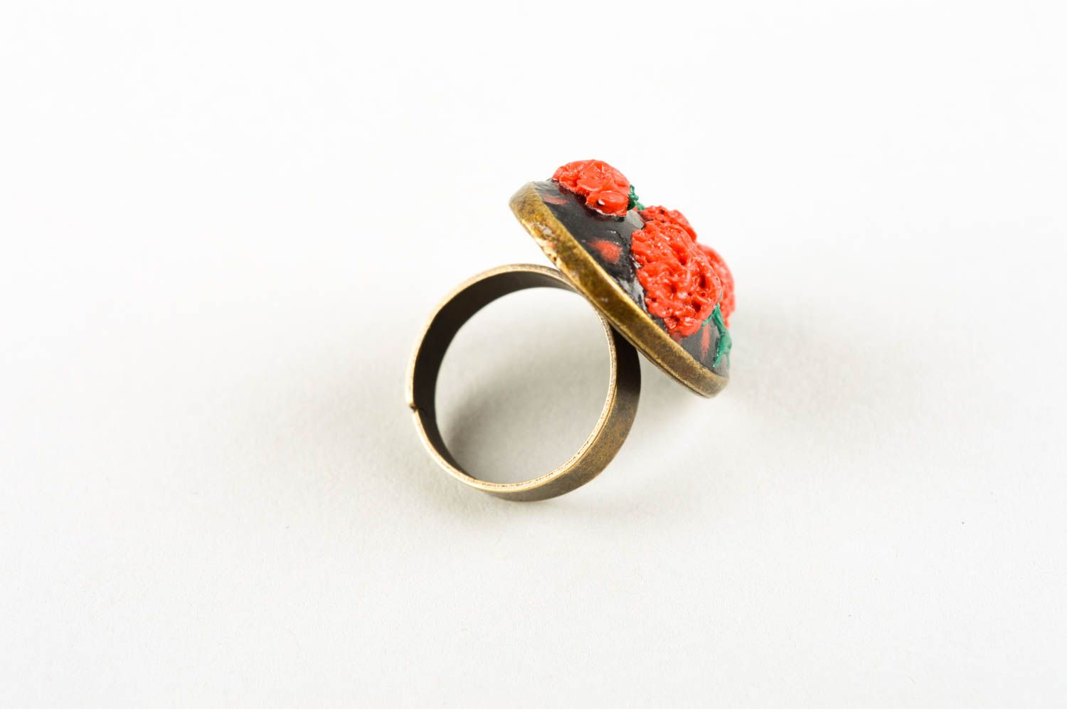 Кольцо ручной работы кольцо для девушек украшение из полимерной глины цветочное фото 5
