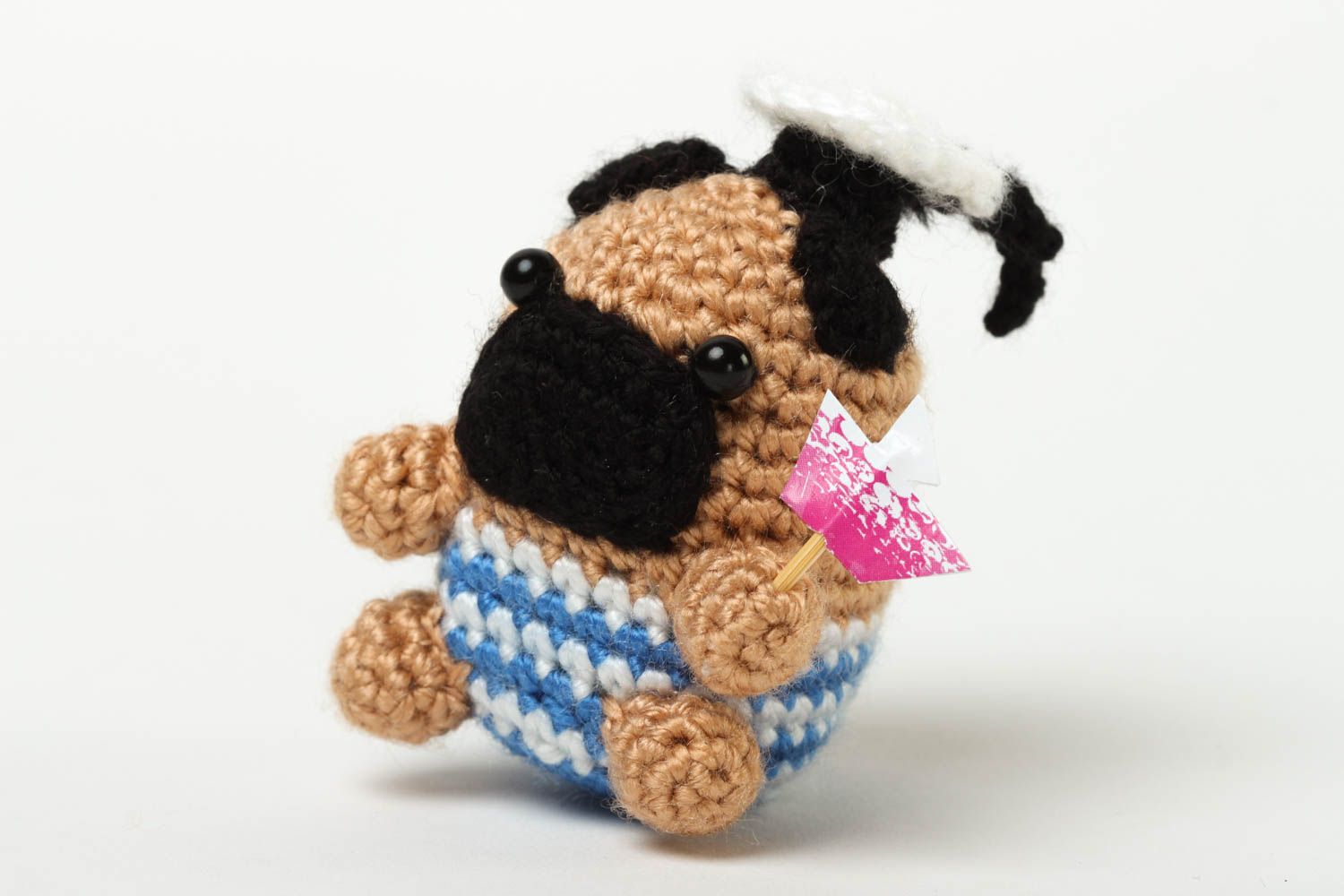 Jouet carlin Peluche faite main tricoté de style marin Cadeau enfant chien photo 2