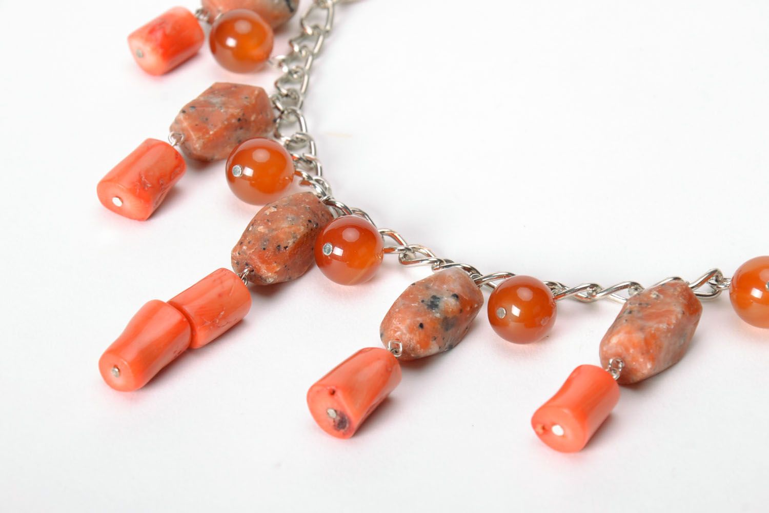 Homemade necklace with jasper and coral photo 4