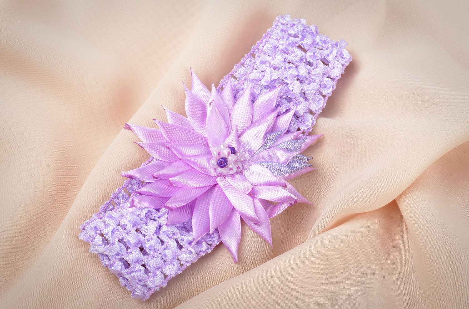 Blumen Haarband in Lila handgemachter Schmuck originell Accessoire für Haare foto 5