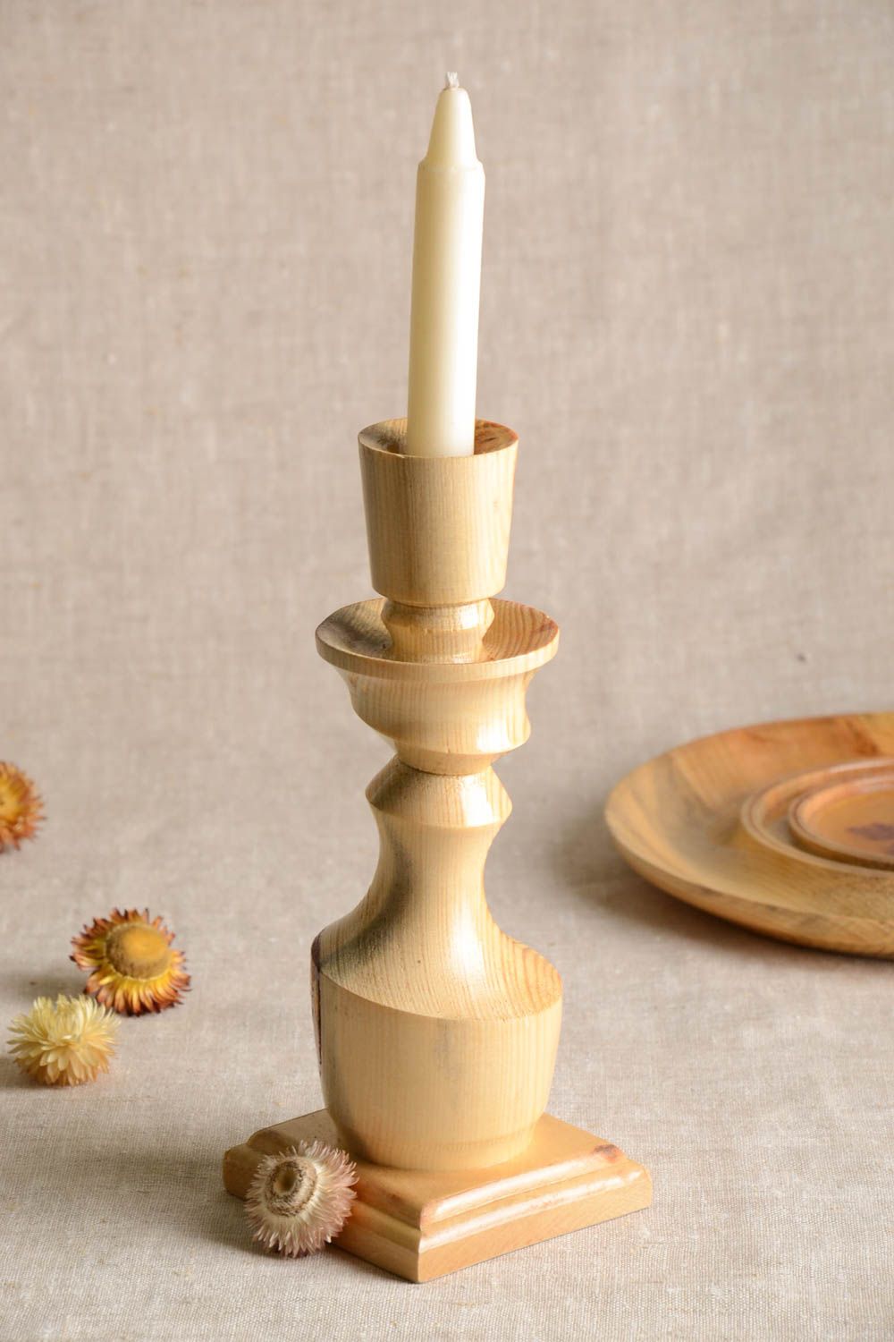 Kerzenhalter aus Holz Handmade Geschenk Idee Haus Dekoration Tisch Kerzenständer foto 1