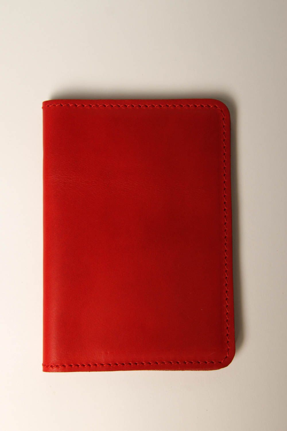 Handmade red leather wallet unusual elegant purse stylish female accessory photo 2