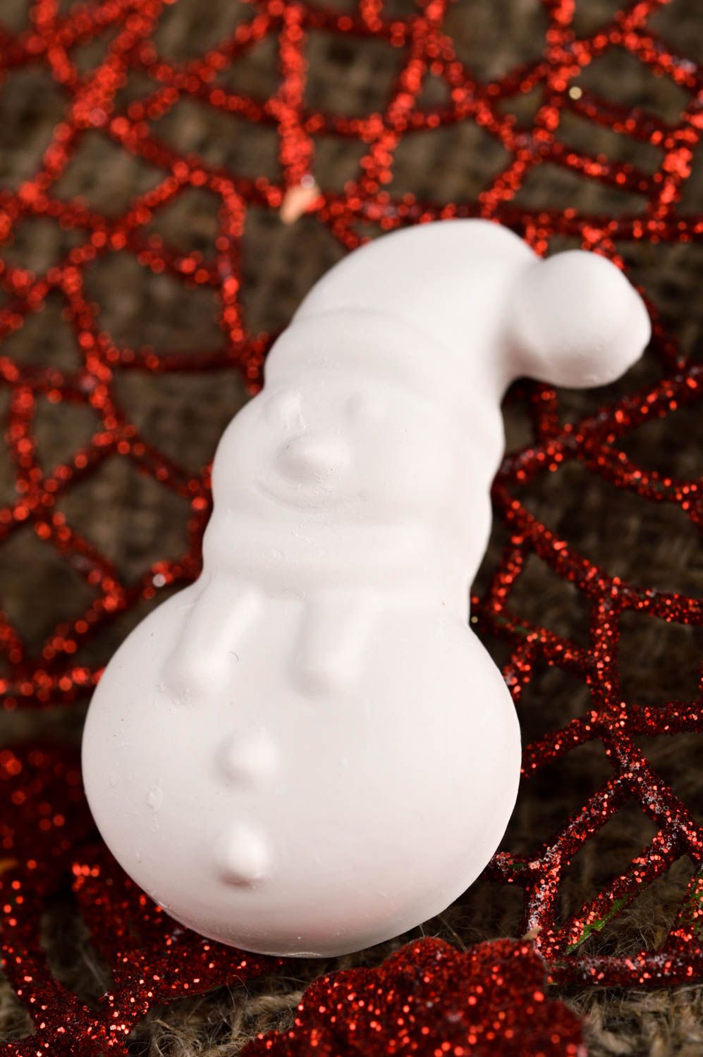 Figurine en plâtre faite main Statuette déco bonhomme de neige Loisirs créatifs photo 1