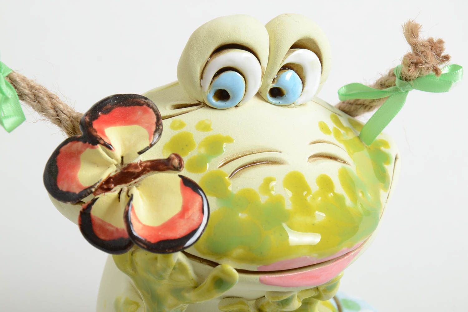 Unusual ceramic moneybox designer souvenir for kids cute frog moneybox photo 3