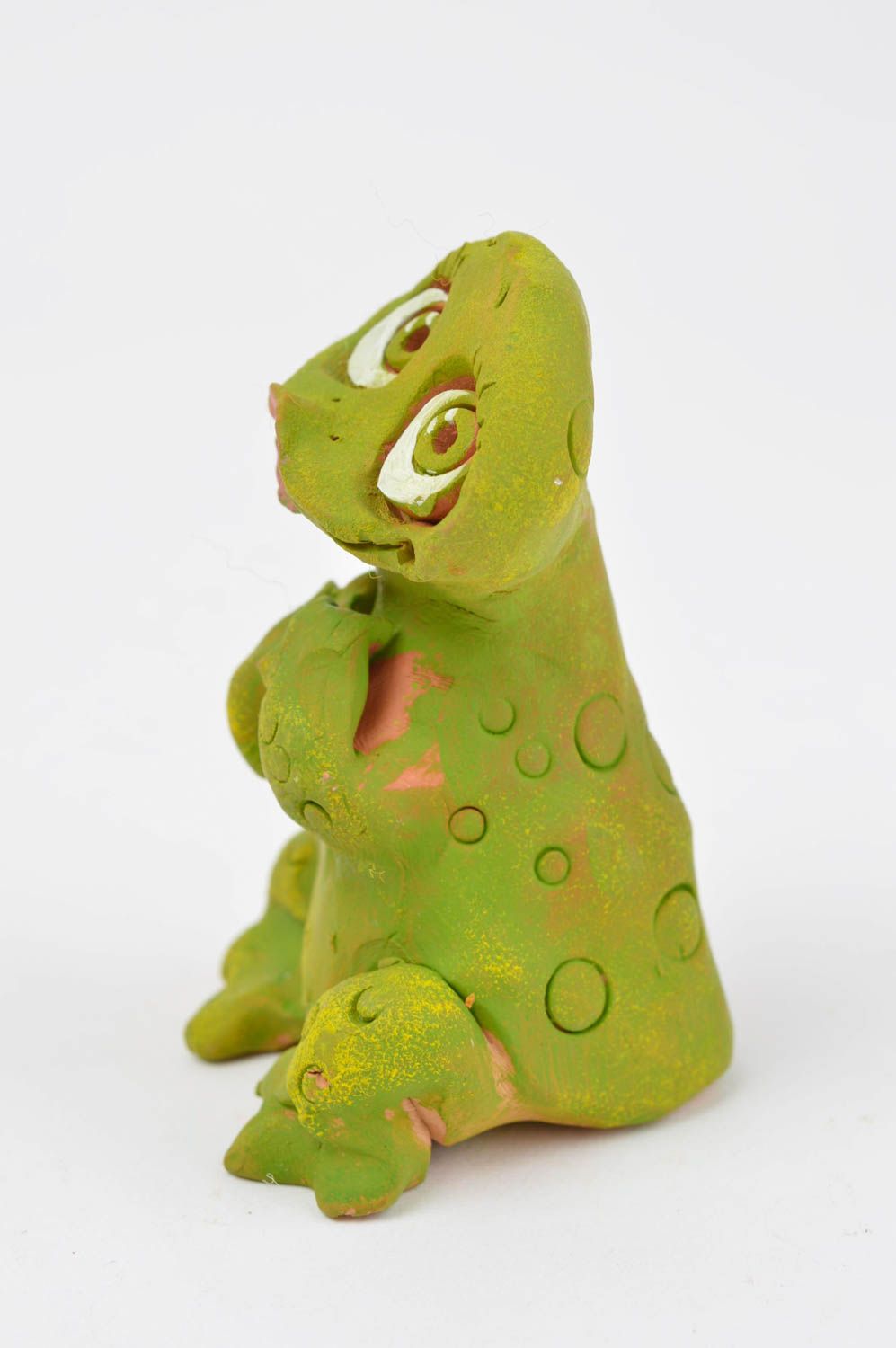 Handmade frog statuette unusual cute figurine stylish art pottery home decor photo 3