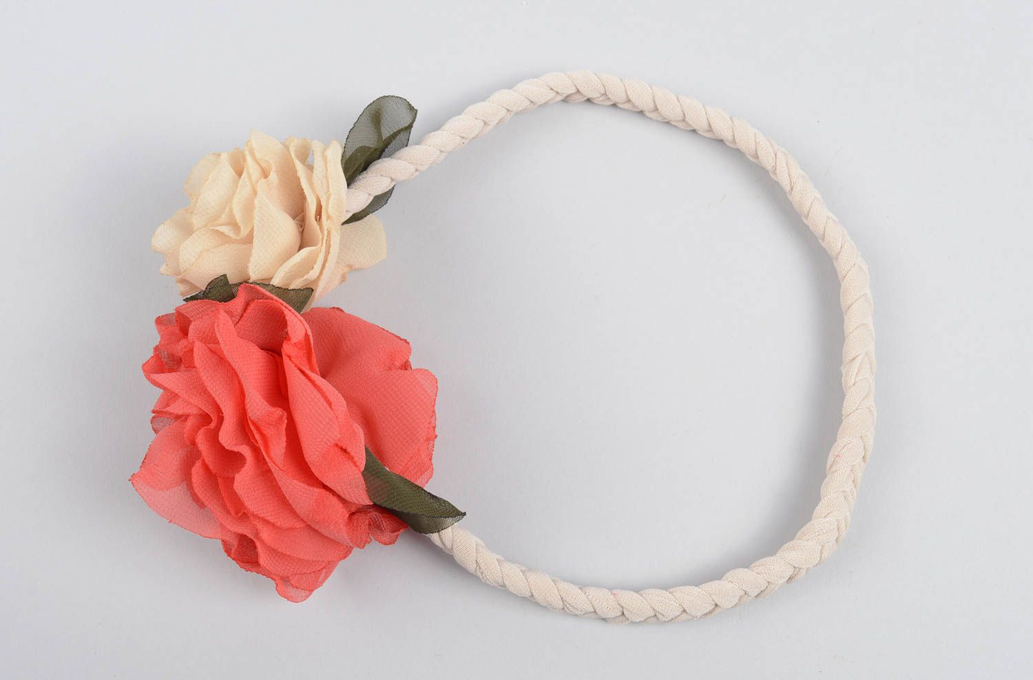 Handgemacht Haarband mit Blume Designer Schmuck Haar Accessoire zweifarbig foto 4