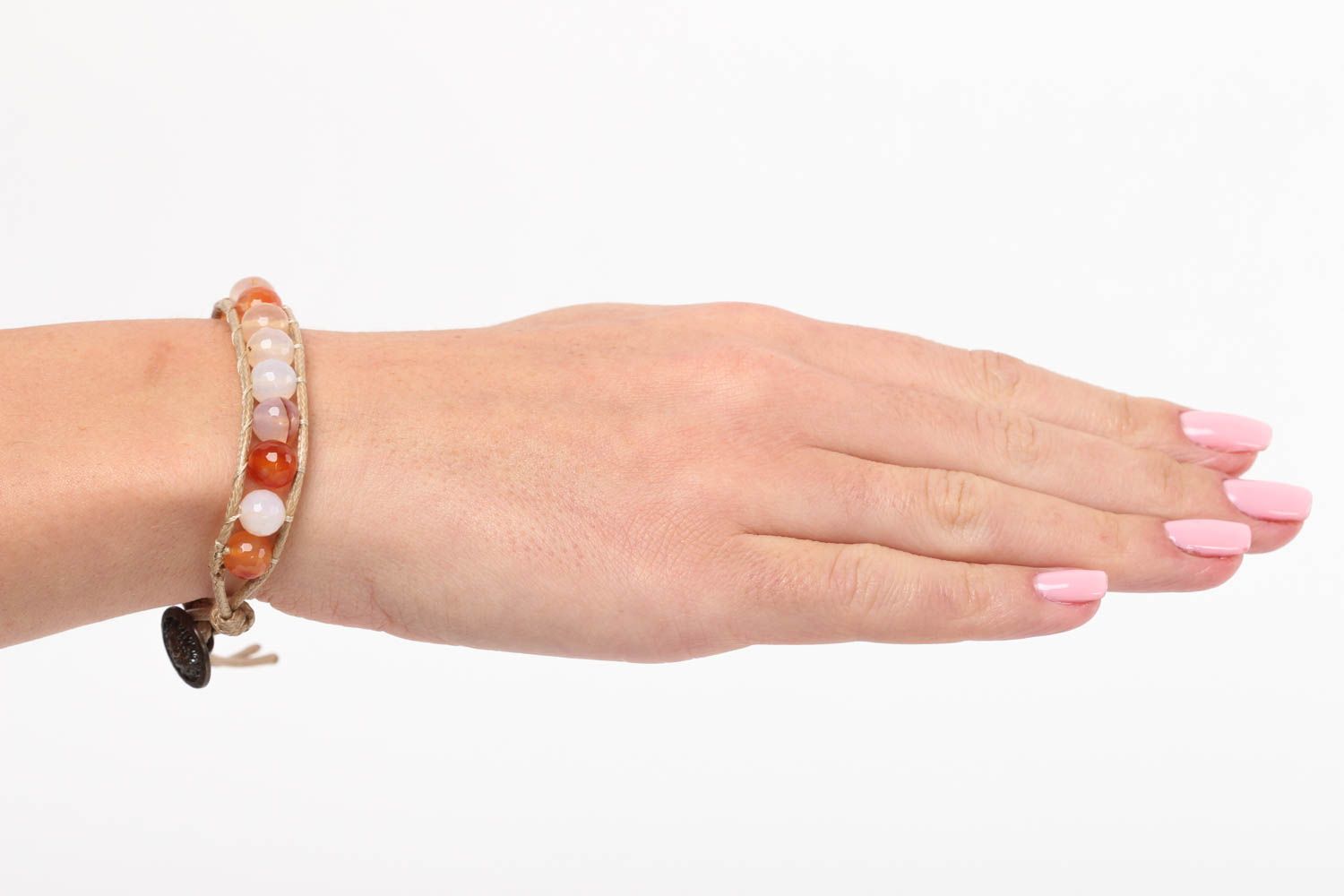 Agate bracelet handmade woven bracelet with natural stones fashion bracelet  photo 5