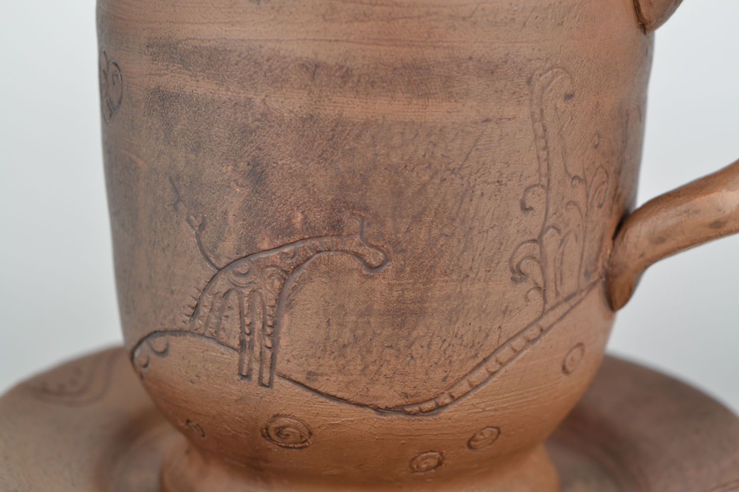 Глиняная чашка с блюдцем Жирафик фото 7