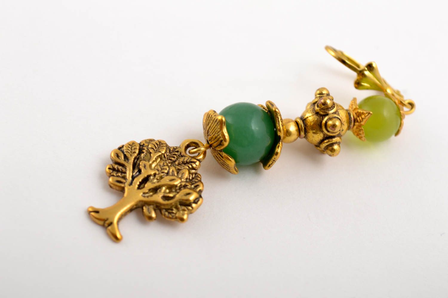 Damen Ohrringe handmgemacht Juwelier Modeschmuck Frauen Geschenk grün Katzenauge foto 4