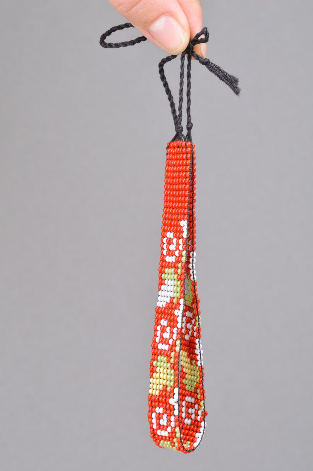 Joli collier en perles de rocaille fait main rouge avec fleurs bijou ethnique photo 3