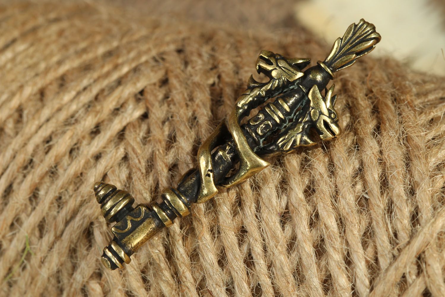 Bronze pendant Key with Dragons photo 4