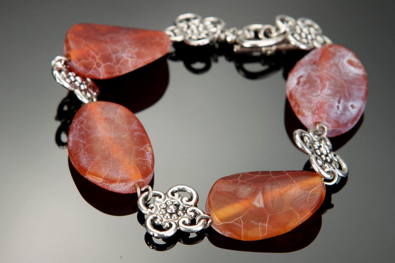 Steel bracelet with agate photo 1