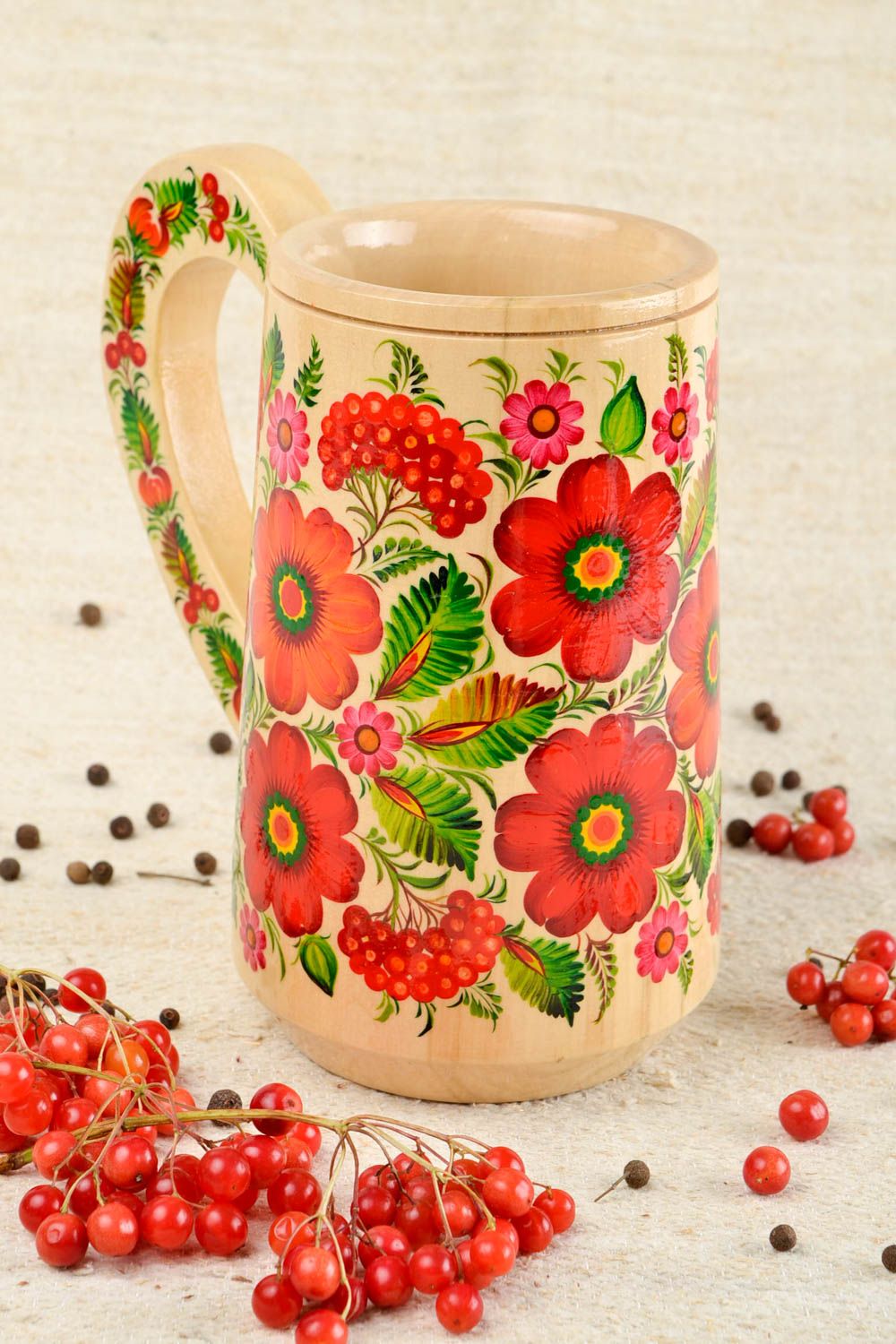 Handmade wooden mug designer glass unusual cup for kitchen decor gift ideas photo 1