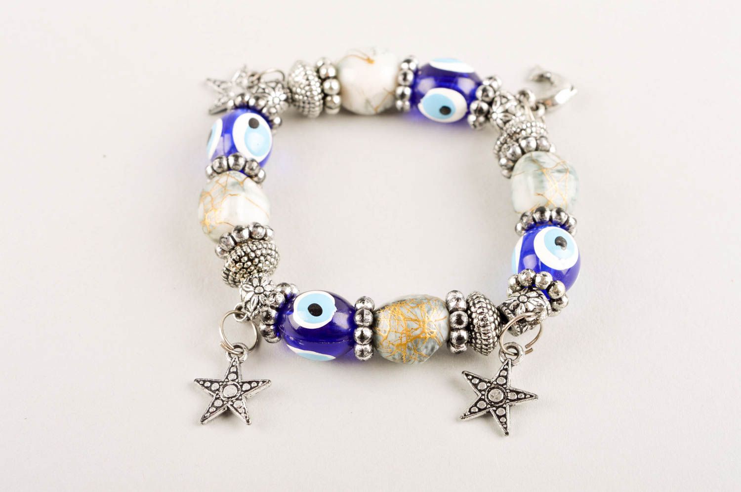 Pulsera artesanal con estrellas azules accesorio para mujer regalo original foto 2