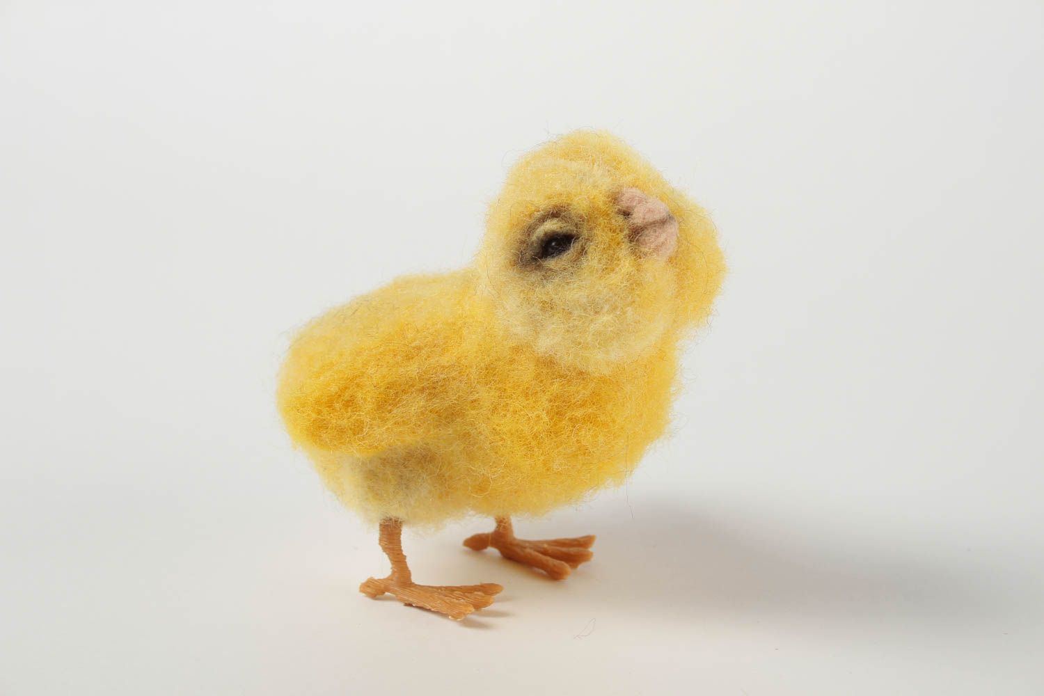 Peluche poulet jaune faite main Jouet en laine feutrée petit Déco maison photo 2