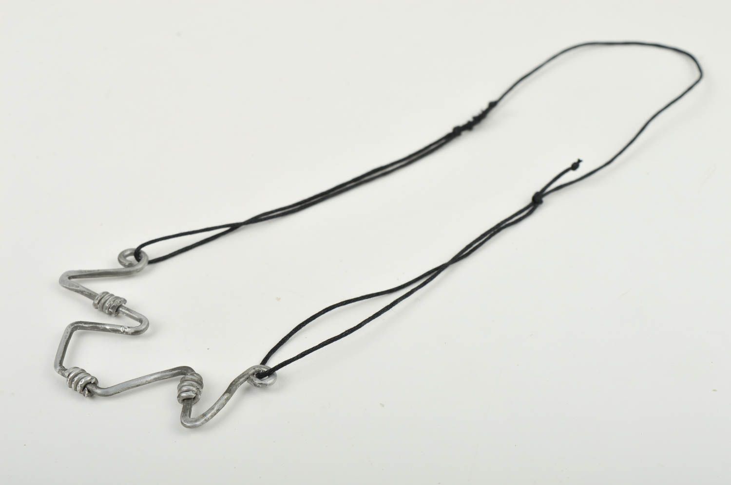 Handmade designer pendant stylish metal accessory unusual pendant on lace photo 3