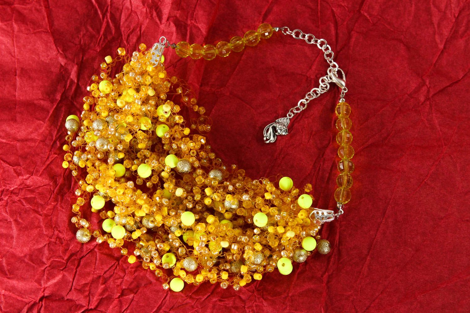 Collier perle jaune fait main Accessoire femme Bijou original Cadeau jeune fille photo 1