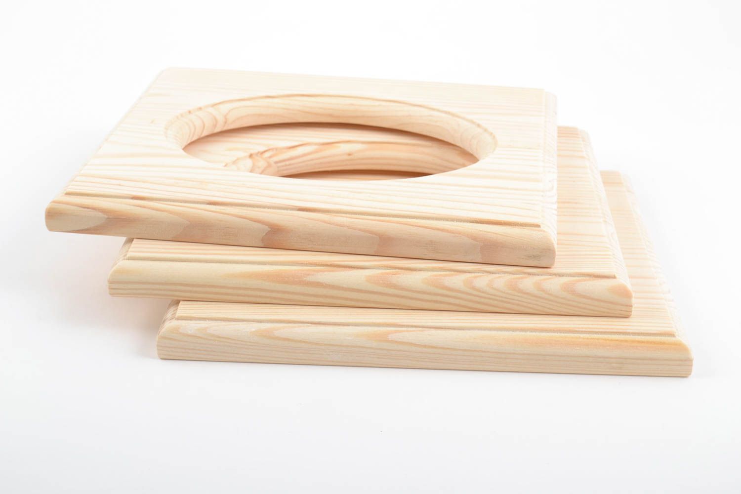 Piezas de madera para creatividad artesanales cuadradas de pino 3 artículos foto 3