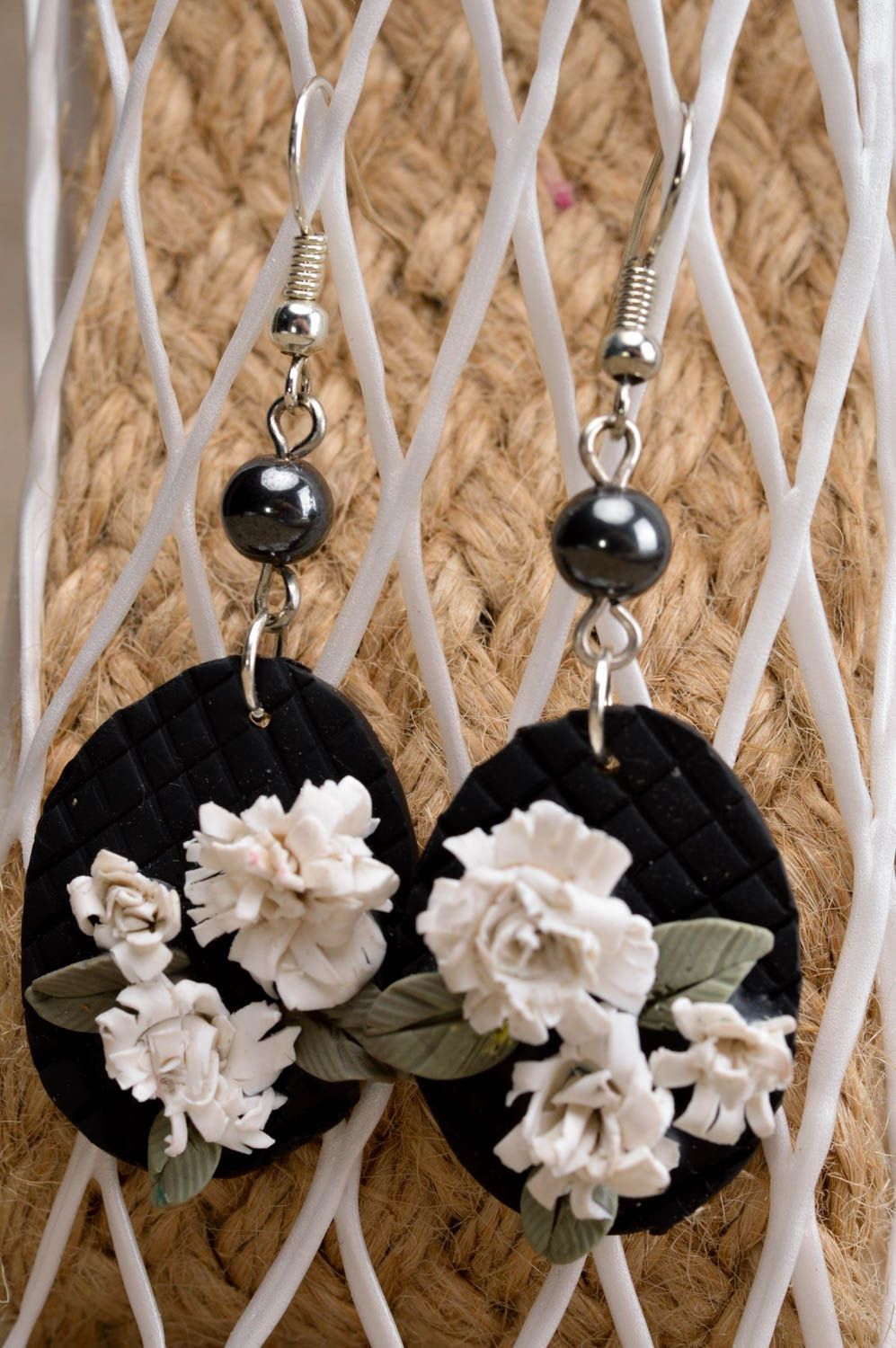 Zarte runde Blumen Ohrringe handmade Polymer Schmuck Accessoire für Frauen foto 1