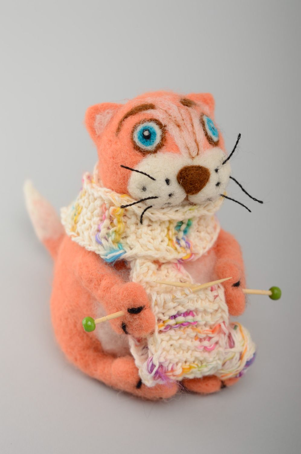 Handmade felted wool toy Cat photo 1