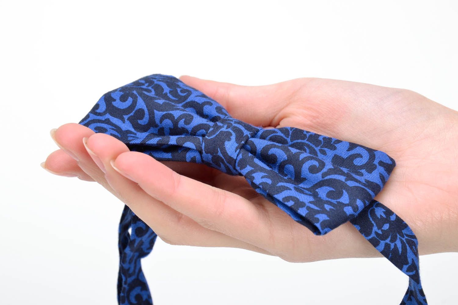 Синий галстук-бабочка из хлопка фото 4