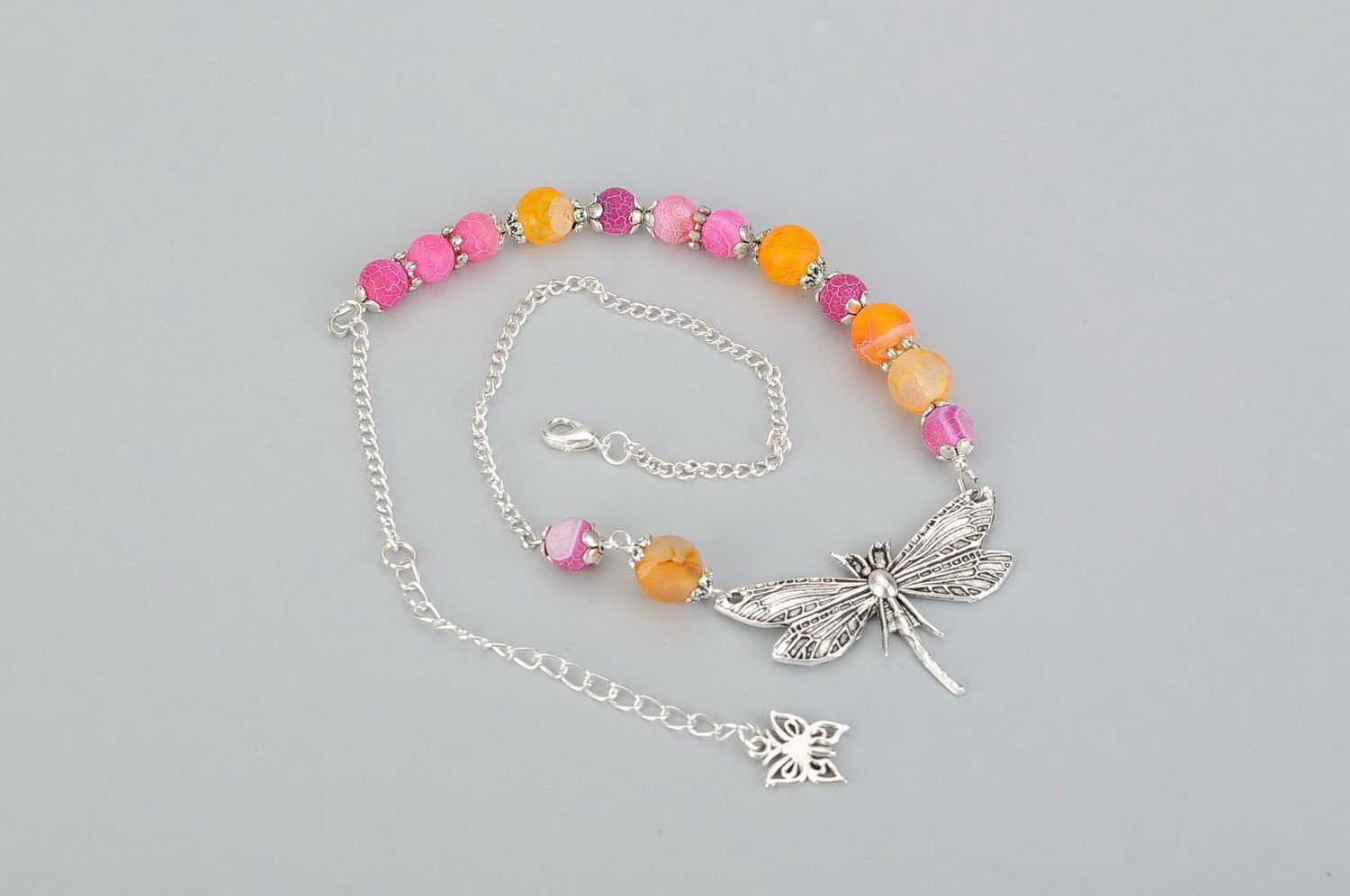 Necklace with agate Dragonfly photo 3