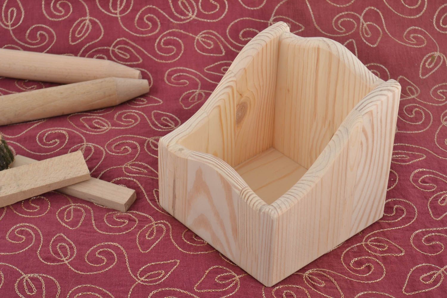 Beautiful handmade wooden blank box for decoupage spice storage creative work photo 1