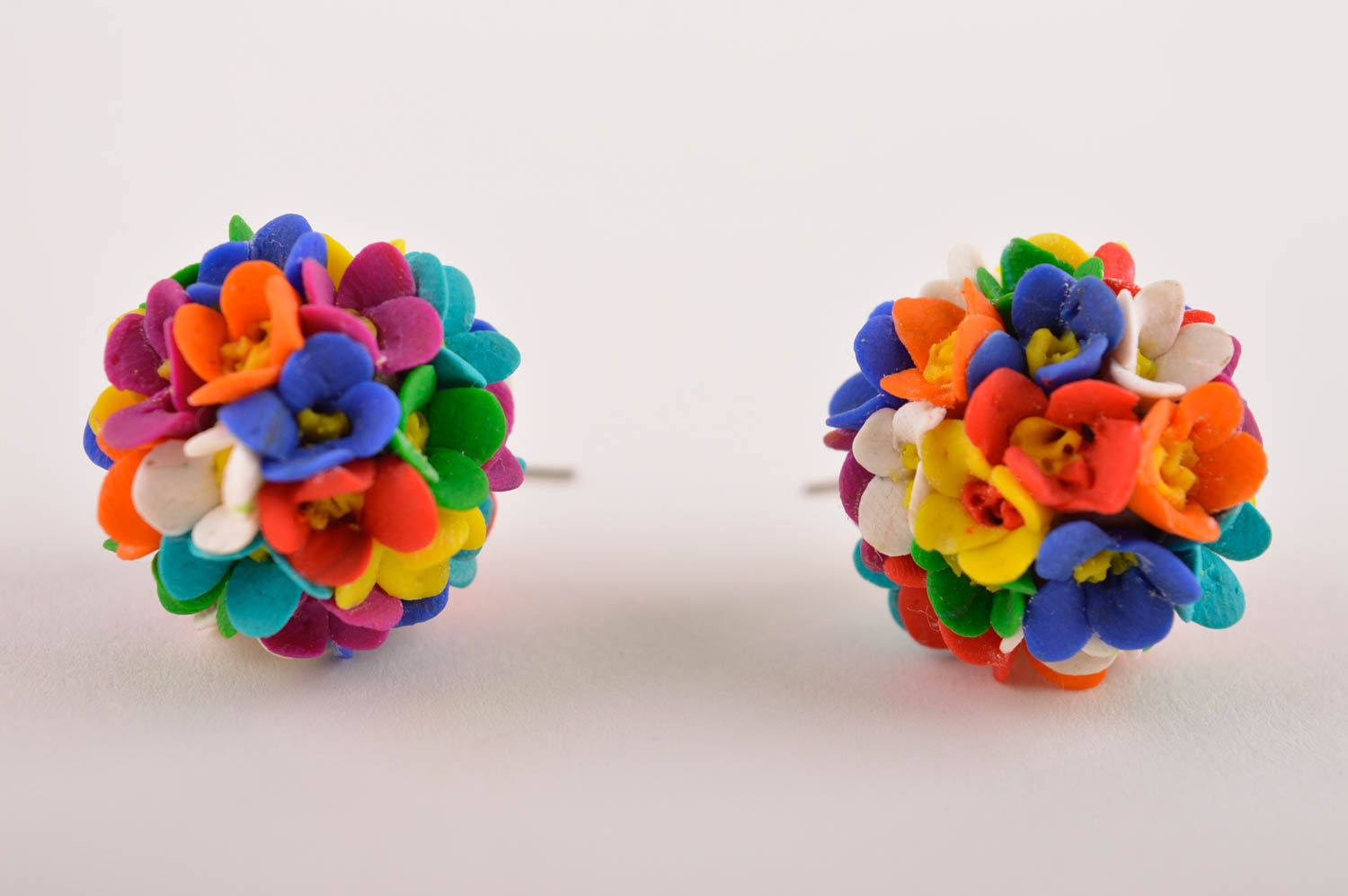 Handmade süße Blumen Ohrringe Designer Schmuck bunt Accessoire für Frauen grell foto 4