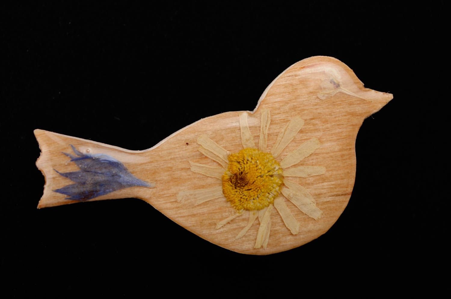 Broche de madera y resina epoxi Pájaro foto 2