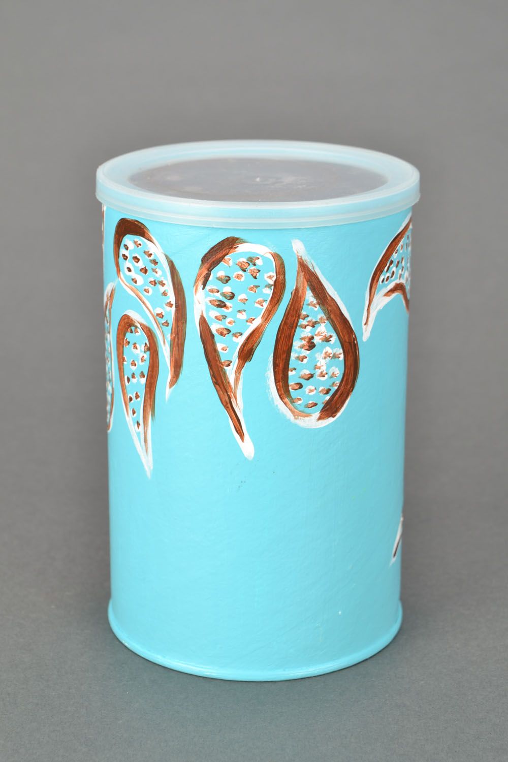 Decorative jar for bulk products with hand-painted pattern in blue color 0,17 lb photo 3