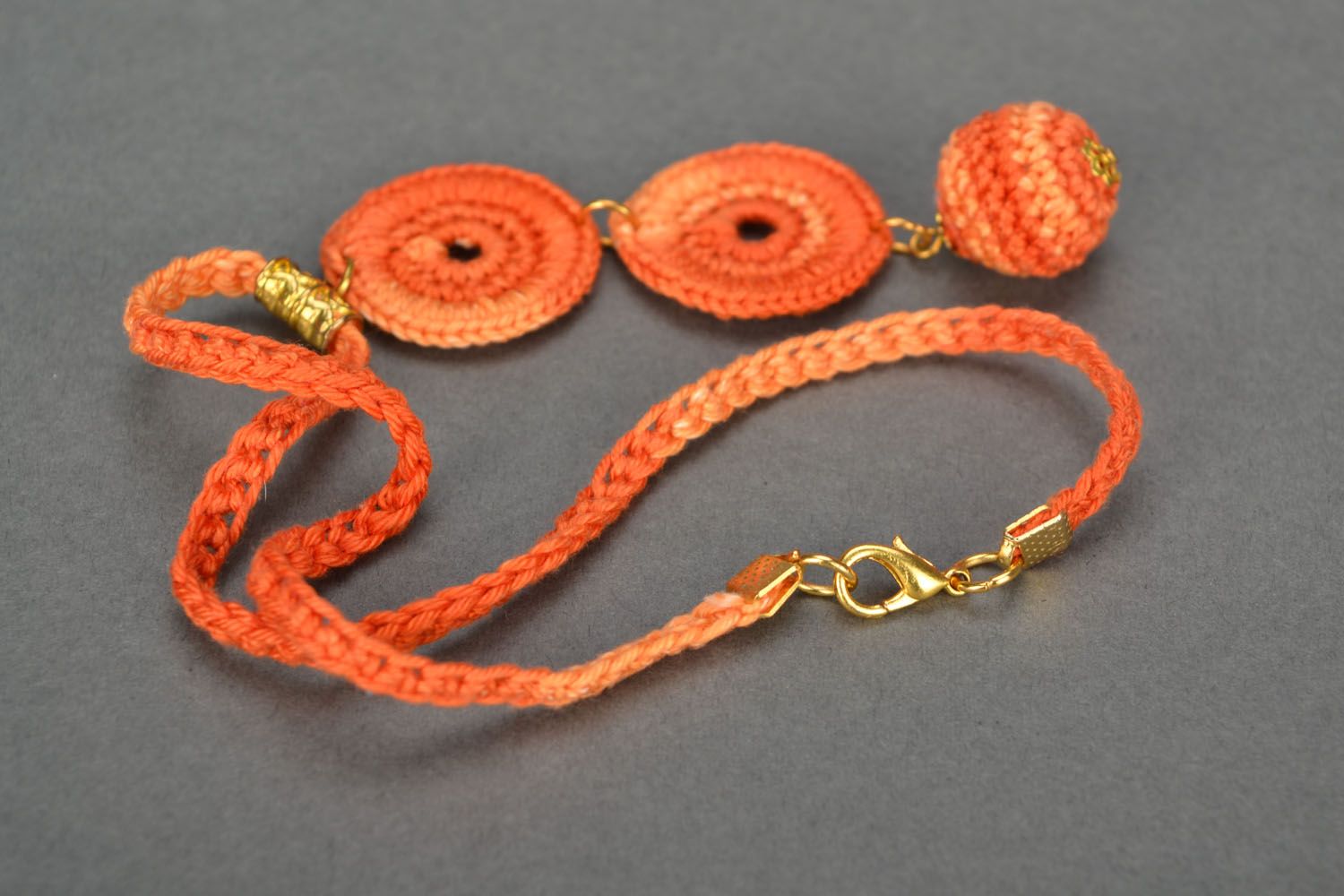 Homemade crochet pendant Orange photo 4